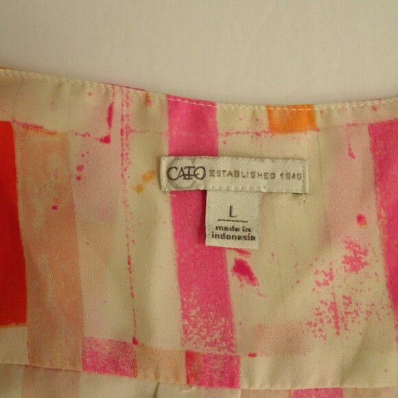 Cato Sleeveless V-Neck Pink Geometric Print Tank Top Women Size L Career Shell - Picture 5 of 10